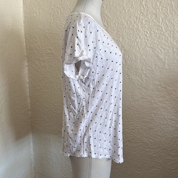 French Connection White Star Pattern Relaxed Fit Slub T-Shirt XS - Picture 5 of 7